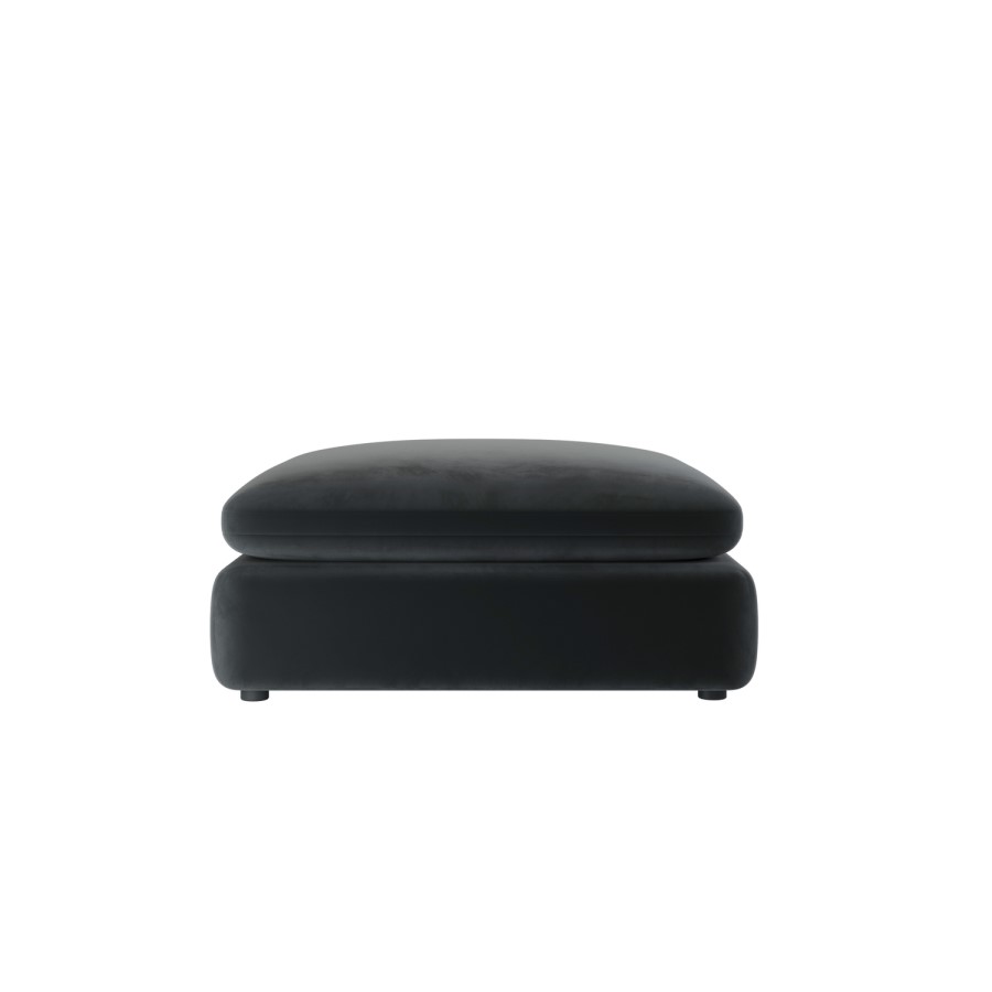 GRADE A2 - Charcoal Grey Velvet Foostool - Hudson
