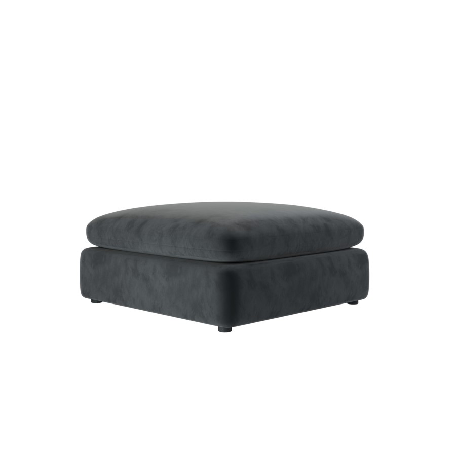 GRADE A2 - Charcoal Grey Velvet Foostool - Hudson