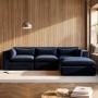 Navy Blue Velvet 4 Seater Reversible Chaise L-Shape Corner Sofa - Hudson