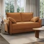 2 Seater Large Pull-Out Sofa Bed with Storage in Orange Fabric - Hunter