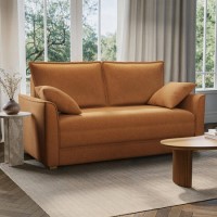 2 Seater Large Pull-Out Sofa Bed with Storage in Orange Fabric - Hunter