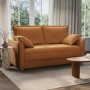 2 Seater Large Pull-Out Sofa Bed with Storage in Orange Fabric - Hunter
