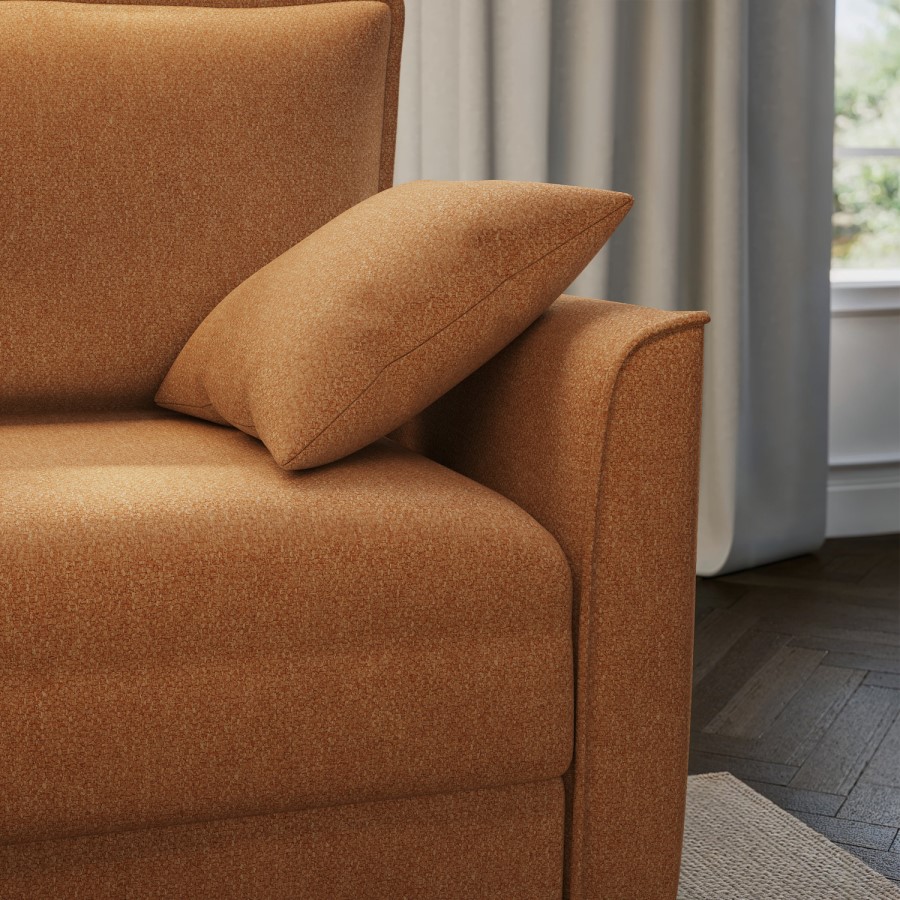 2 Seater Large Pull-Out Sofa Bed with Storage in Orange Fabric - Hunter