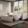 2 Seater Large Pull-Out Sofa Bed with Storage in Beige Fabric - Hunter