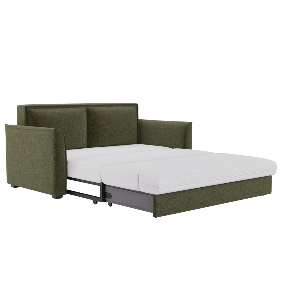2 Seater Large Pull Out Sofa-Bed with Storage in Khaki Chenille - Hunter