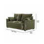 2 Seater Large Pull Out Sofa-Bed with Storage in Khaki Chenille - Hunter