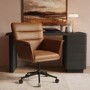 Brown Faux Leather Swivel Office Desk Chair - Hugh