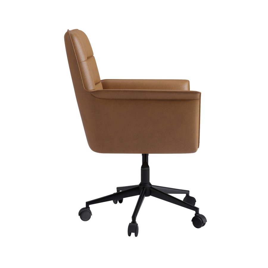 Brown Faux Leather Swivel Office Desk Chair - Hugh
