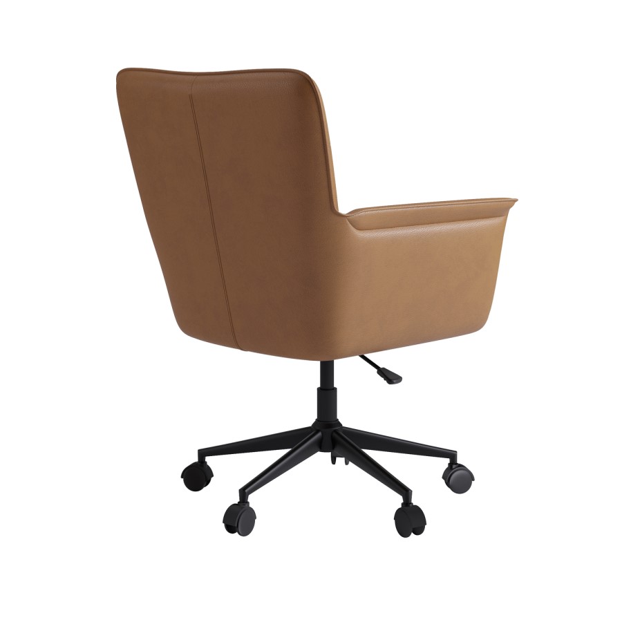 Brown Faux Leather Swivel Office Desk Chair - Hugh