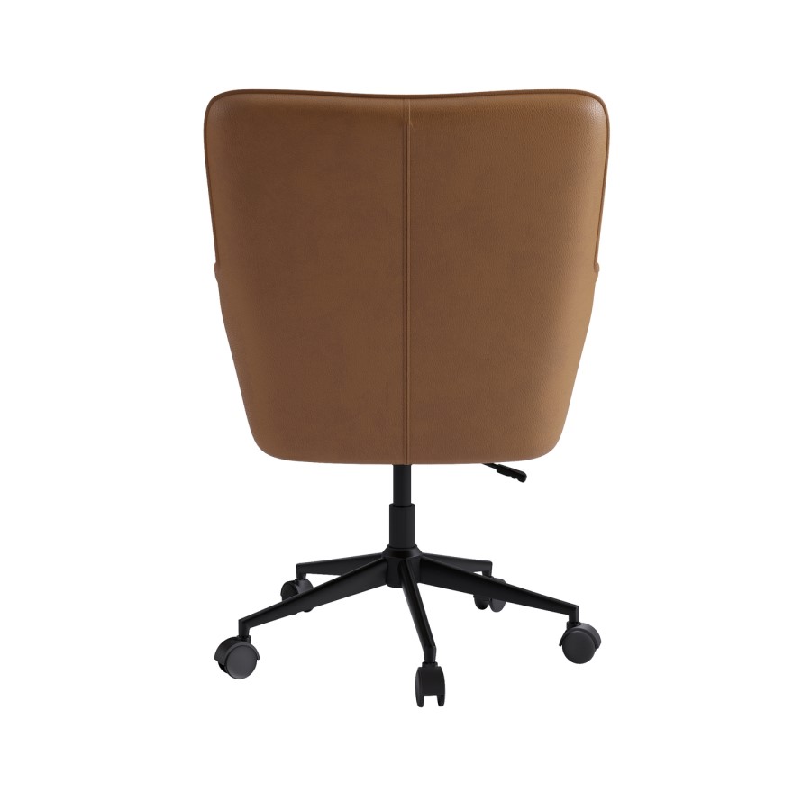 Brown Faux Leather Swivel Office Desk Chair - Hugh