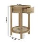 Light Oak Circular Bedside Table with Drawer and Shelf - Ida