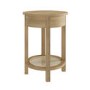 Light Oak Circular Bedside Table with Drawer and Shelf - Ida