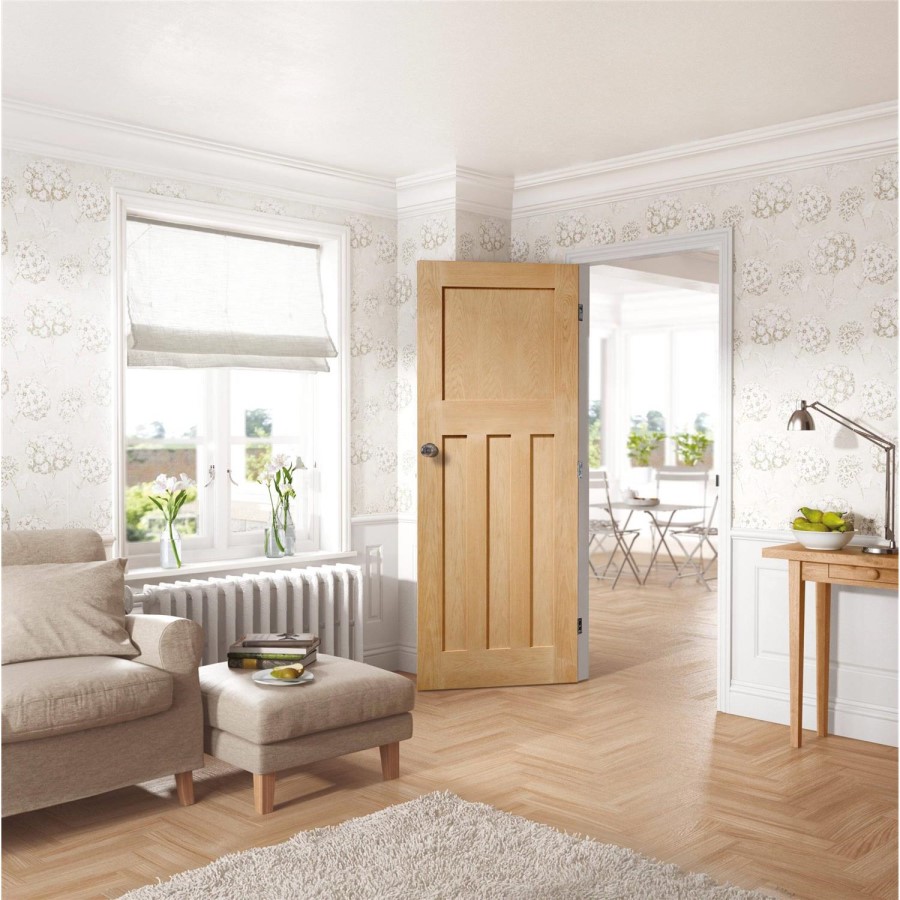 Internal Oak 1930s 4-Panel Door - Unfinished - 1981 x 838 x 35mm - DX - XL Joinery