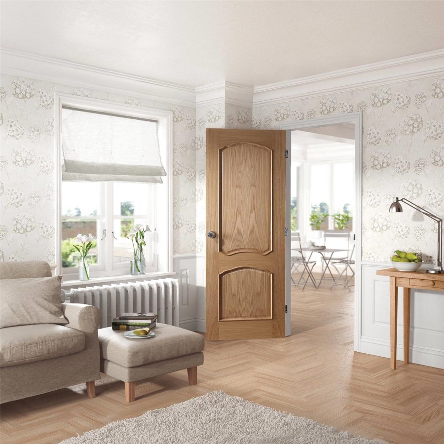 Internal Oak 2-Panel FD30 Fire Door - Unfinished - 2040 x 926 x 44mm - Louis - XL Joinery