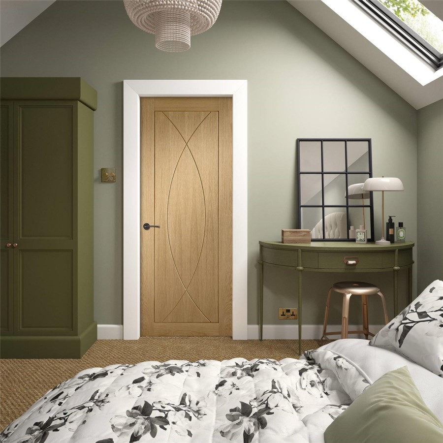Internal Oak FD30 Fire Door - Unfinished - 1981 x 838 x 44mm - Pesaro - XL Joinery