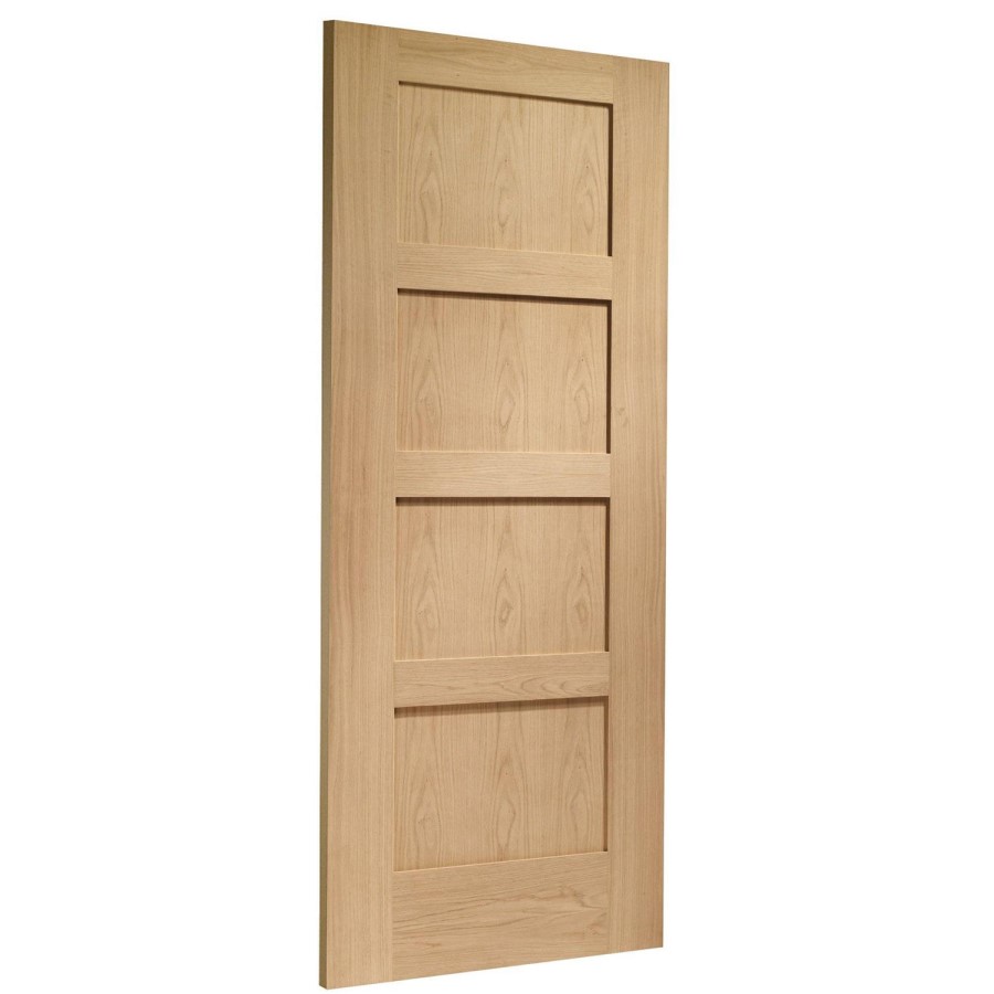 Internal Oak 4-Panel Shaker FD30 Fire Door - Unfinished - 2040 x 726 x 44mm - XL Joinery