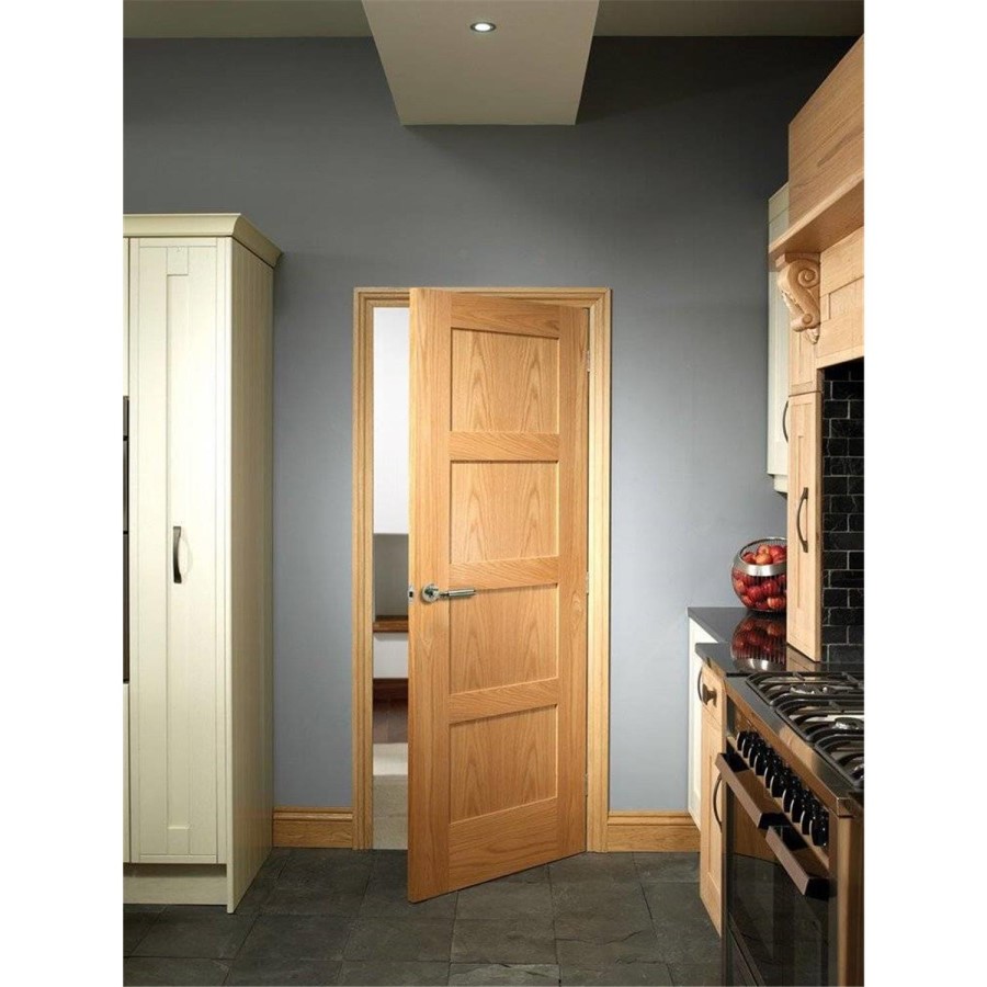 Internal Oak 4-Panel Shaker FD30 Fire Door - Unfinished - 2040 x 826 x 44mm - XL Joinery