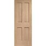 Internal Oak Victorian 4-Panel FD30 Fire Door - Unfinished - 1981 x 762 x 44mm - Victoria - XL Joinery