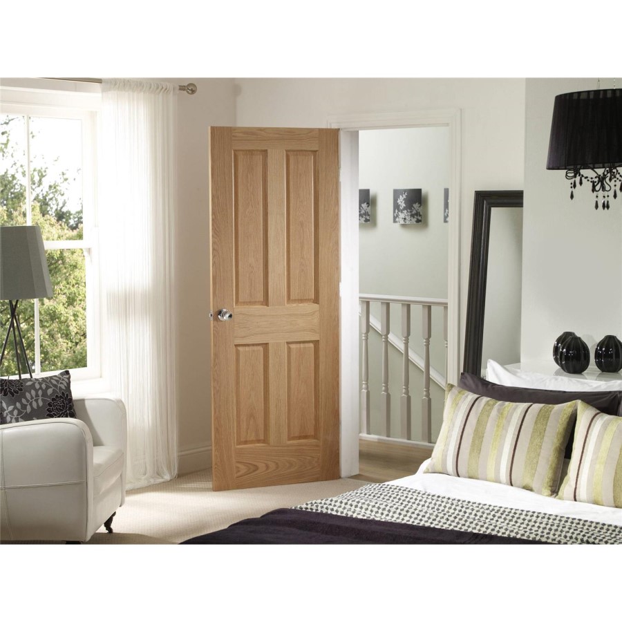 Internal Oak Victorian 4-Panel Door - Unfinished - 2032 x 813 x 35mm - Victoria - XL Joinery