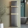 Gunmetal Vertical Single Panel Radiator with Brass Towel Bars 1600 x 500mm - Iraya