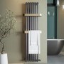 Gunmetal Vertical Single Panel Radiator with Brass Towel Bars 1600 x 500mm - Iraya