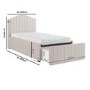 Cream Striped Upholstered Single Bed Frame with Storage Drawer - Isabelle