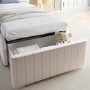 Cream Striped Upholstered Single Bed Frame with Storage Drawer - Isabelle