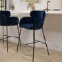 ALMOST PERFECT - Navy Velvet Curved Counter Stool - Isla