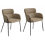 Set of 6 Beige Faux Leather Curved Dining Chairs - Isla