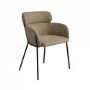 Set of 6 Beige Faux Leather Curved Dining Chairs - Isla