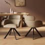 GRADE A1 - Set of 2 Beige Faux Leather Curved Swivel Dining Chairs - Isla