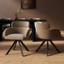 Set of 2 Beige Velvet Curved Swivel Dining Chairs - Isla