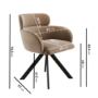 Set of 4 Beige Velvet Curved Swivel Dining Chairs - Isla