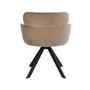 Set of 4 Beige Velvet Curved Swivel Dining Chairs - Isla