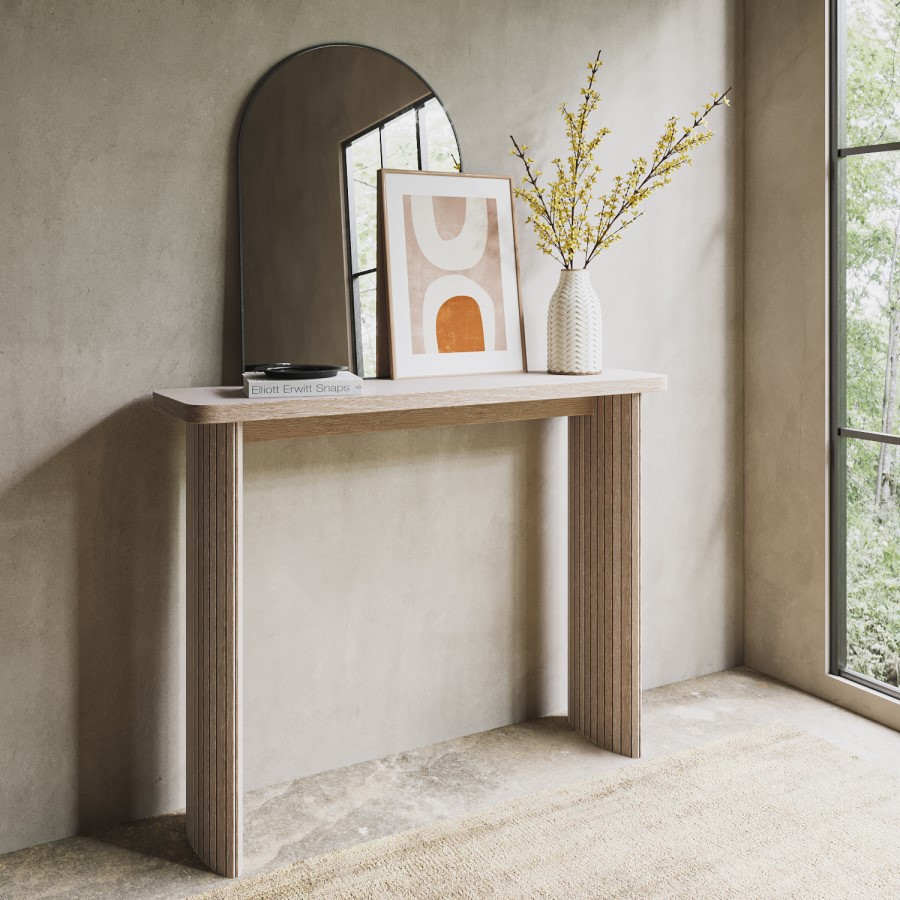 ONLY OPENED - Narrow Light Oak Console Table - Jarel