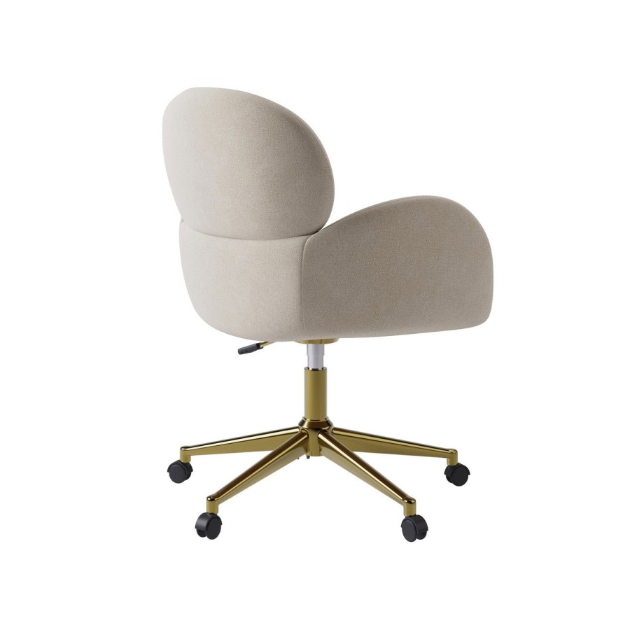 Beige Chenille Swivel Office Chair - Joelle