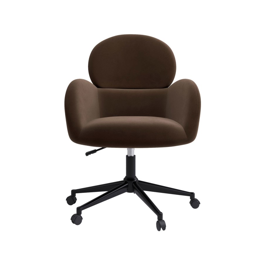Brown Velvet Swivel Office Chair - Joelle