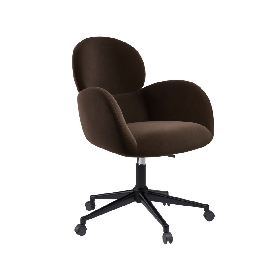 Brown Velvet Swivel Office Chair - Joelle
