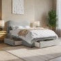 Grey Upholstered Double Bed Frame with Storage Drawers – Joanie