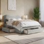 Grey Upholstered King Size Bed Frame with Storage Drawers – Joanie