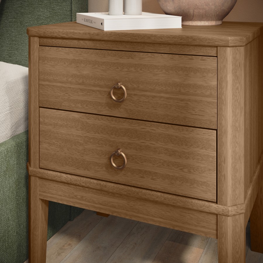 Solid Pine Wood 2 Drawer Bedside Table - Josephine