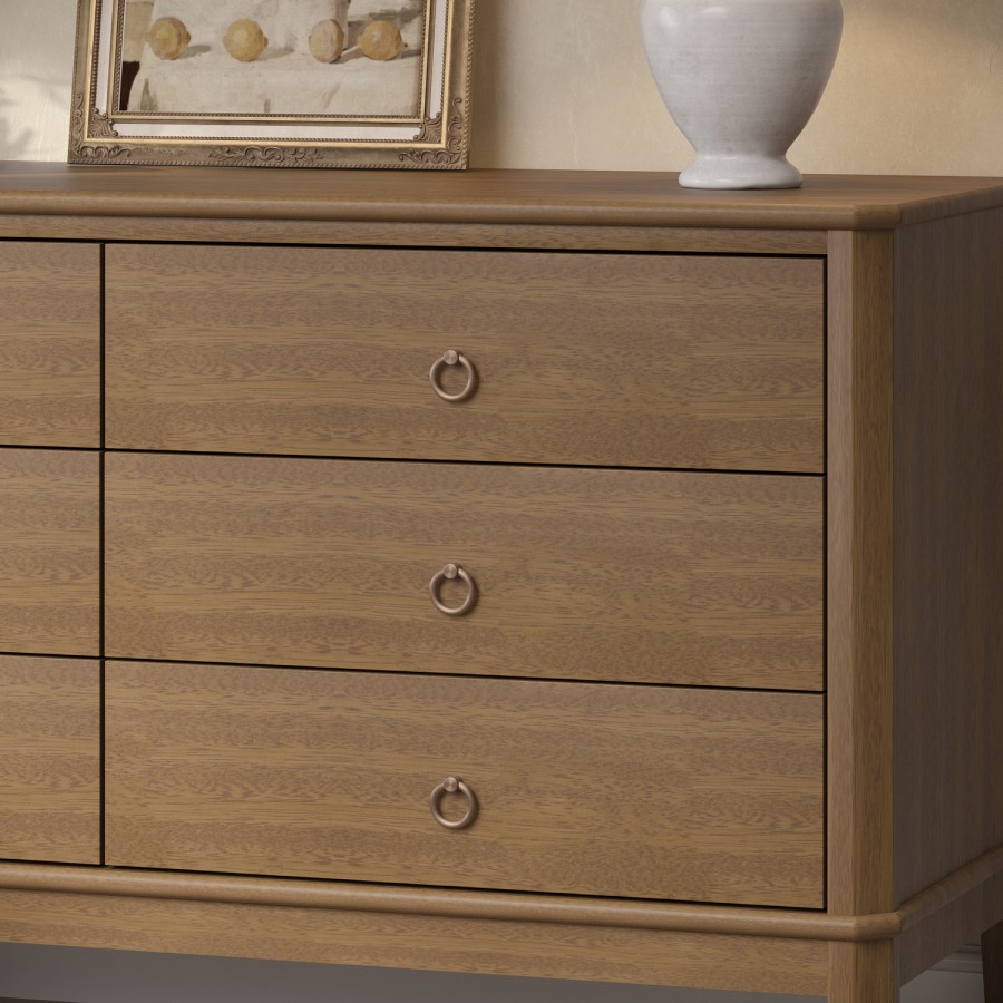 Wide Solid Pine Wood 6 Drawer Chest of Drawers - Josephine