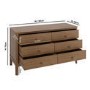 Wide Solid Pine Wood 6 Drawer Chest of Drawers - Josephine