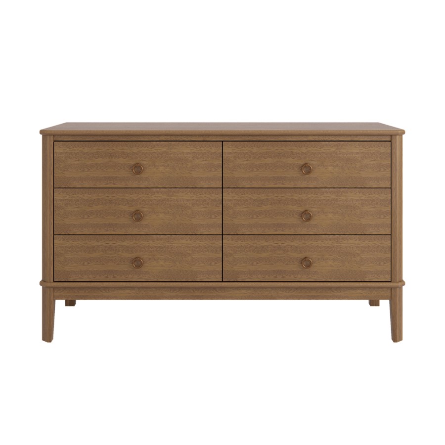 Wide Solid Pine Wood 6 Drawer Chest of Drawers - Josephine