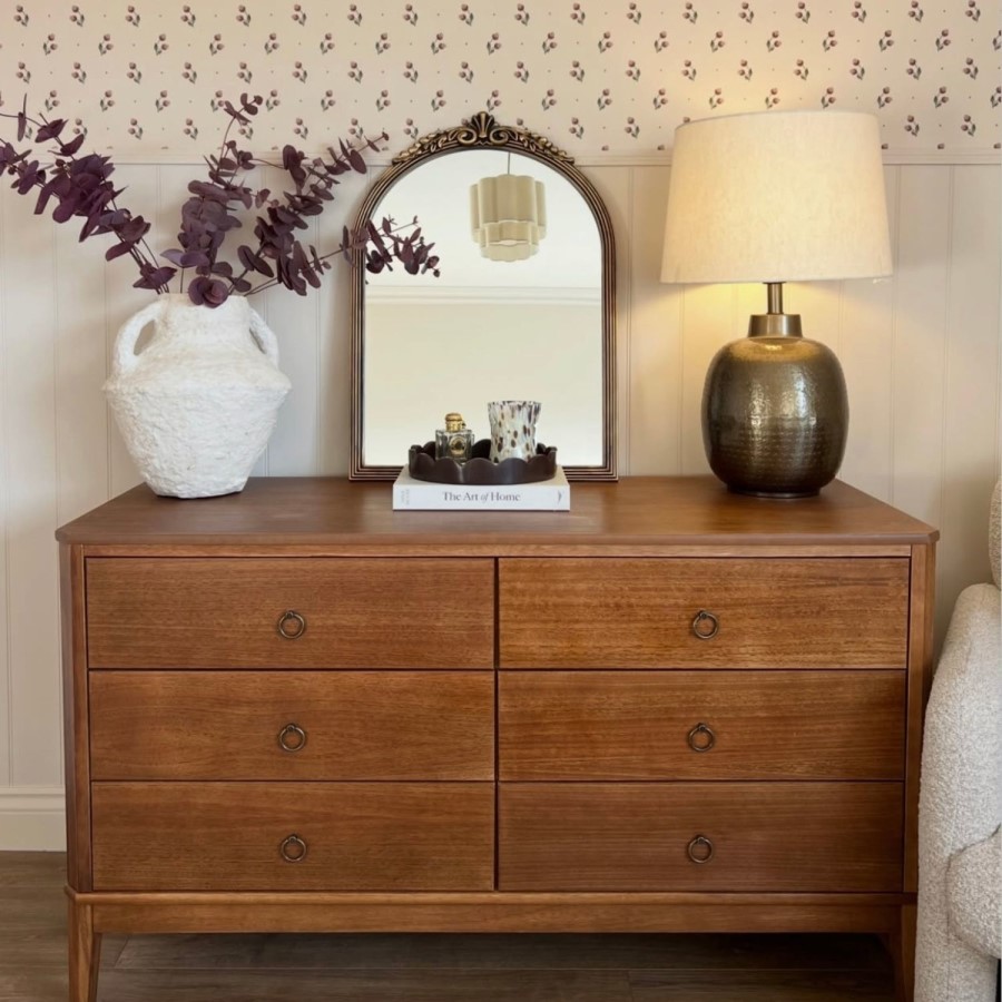 Wide Solid Pine Wood 6 Drawer Chest of Drawers - Josephine