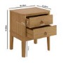 Solid Light Pine Wood 2 Drawer Bedside Table - Josephine