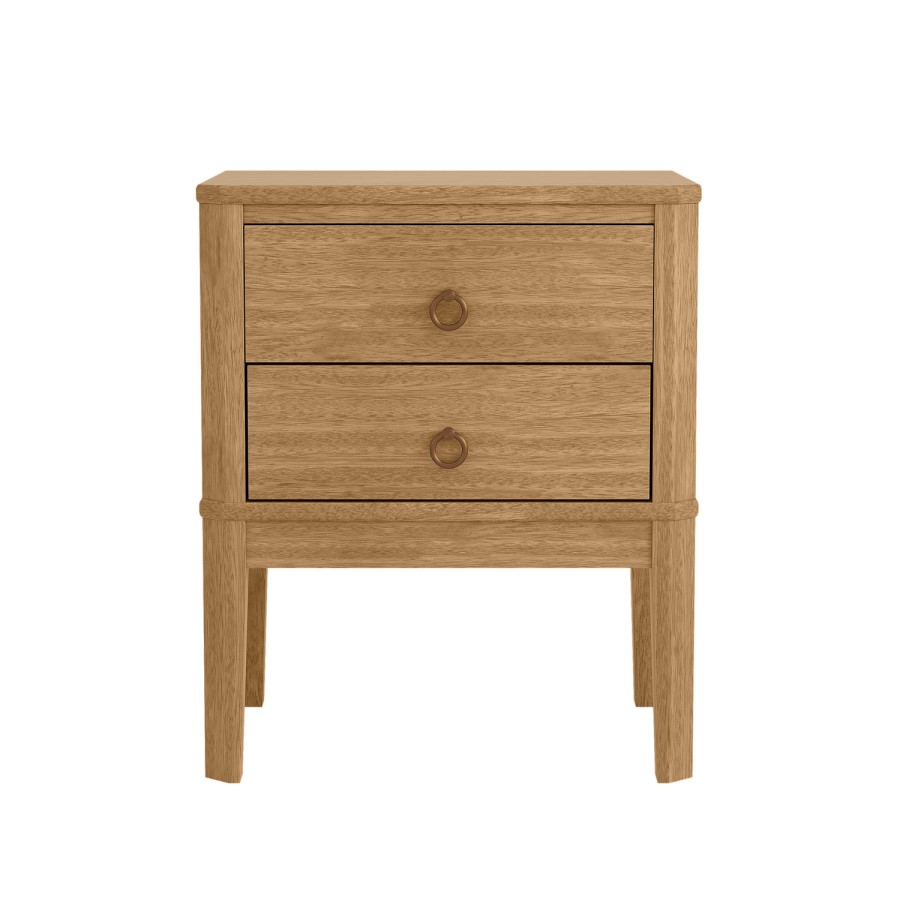 Solid Light Pine Wood 2 Drawer Bedside Table - Josephine