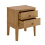 Solid Light Pine Wood 2 Drawer Bedside Table - Josephine