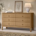 JSN004 Wide Solid Light Pine Wood 6 Drawer Chest of Drawers - Josephine