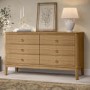 Wide Solid Light Pine Wood 6 Drawer Chest of Drawers - Josephine